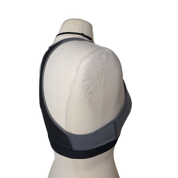 Adidas Sports Bra Medium Don't Rest Alphaskin Mid Racerback Logo Grey Black - Picture 5 of 8